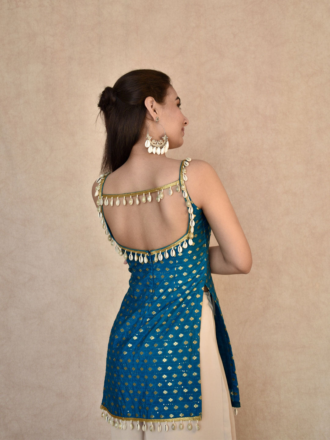 Ocean Bloom Banarasi Kurti